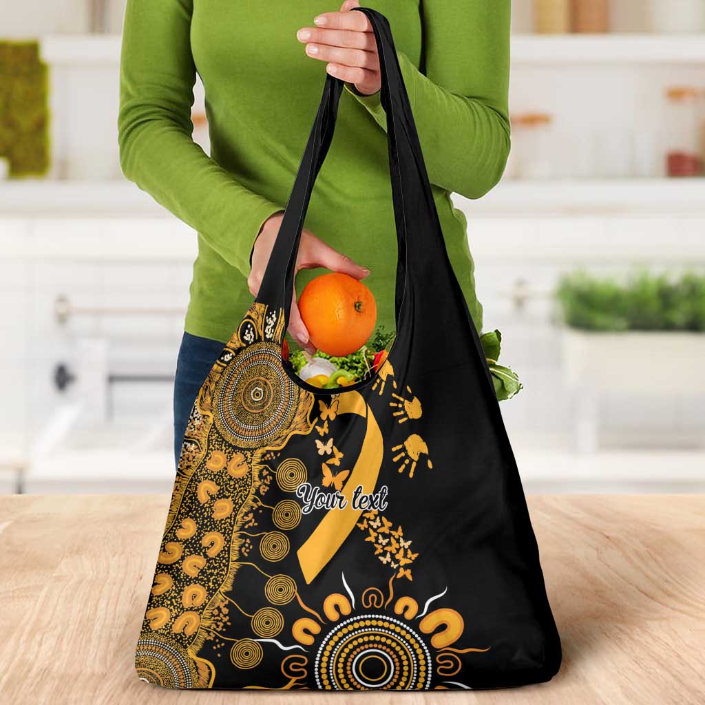 Childhood Cancer Awareness Personalised Grocery Bag Aboriginal Ribbon Dot Painting