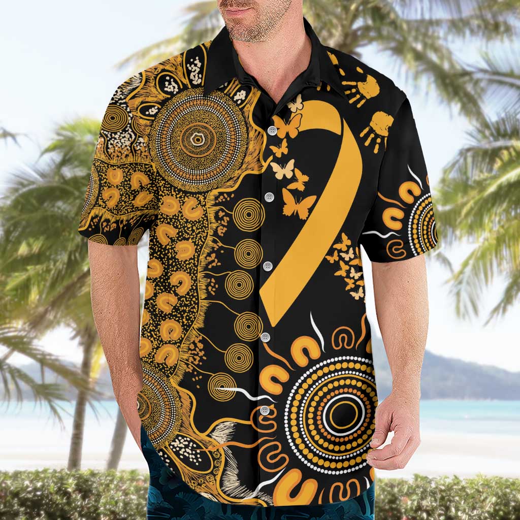 Childhood Cancer Awareness Personalised Hawaiian Shirt Aboriginal Ribbon Dot Painting