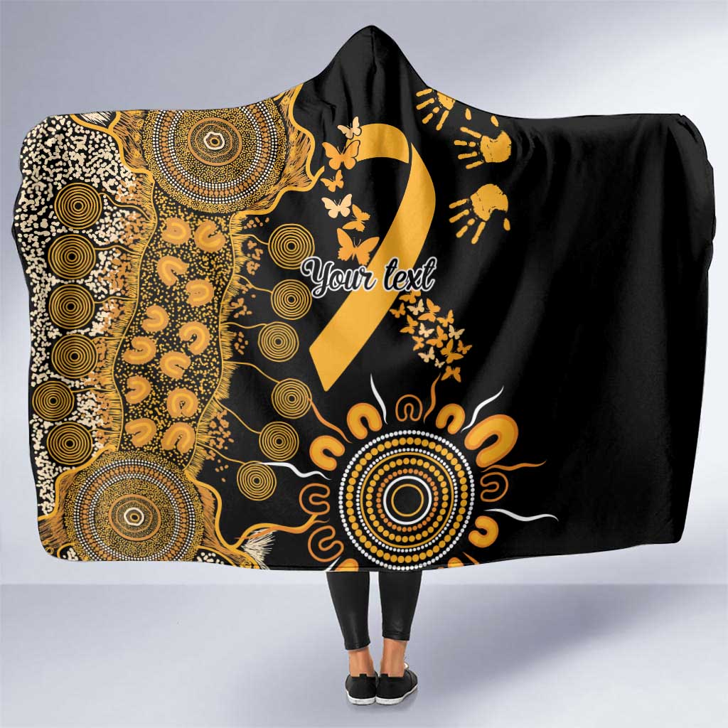 Childhood Cancer Awareness Personalised Hooded Blanket Aboriginal Ribbon Dot Painting
