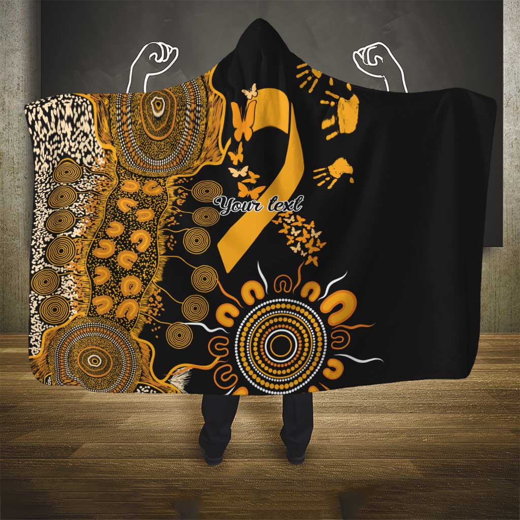 Childhood Cancer Awareness Personalised Hooded Blanket Aboriginal Ribbon Dot Painting