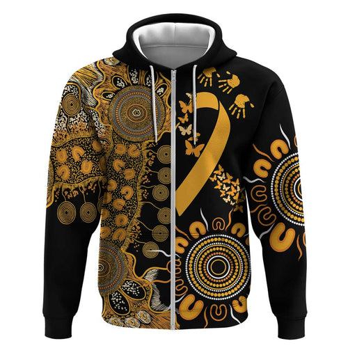 Childhood Cancer Awareness Personalised Hoodie Aboriginal Ribbon Dot Painting