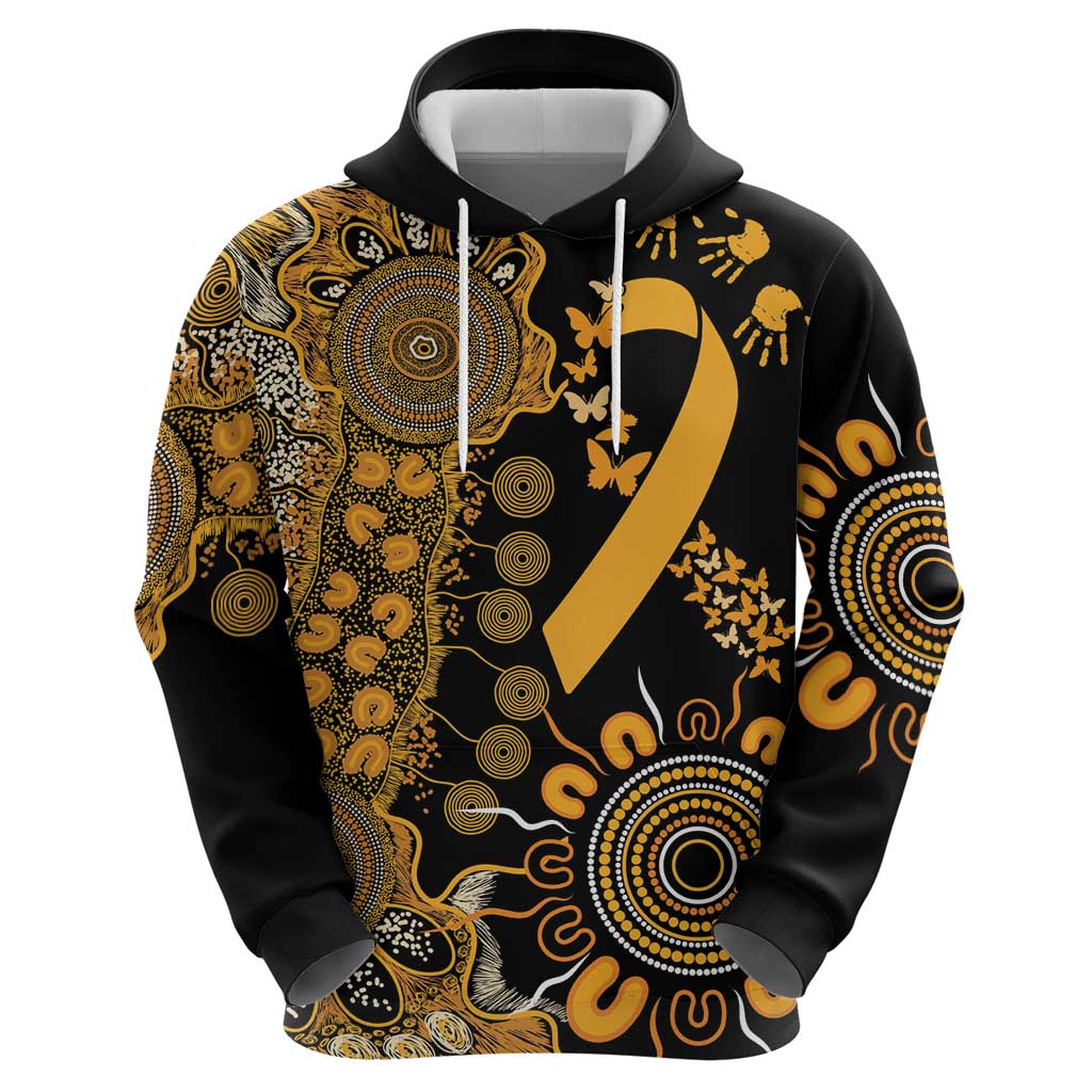 Childhood Cancer Awareness Personalised Hoodie Aboriginal Ribbon Dot Painting
