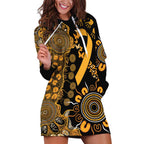 Childhood Cancer Awareness Personalised Hoodie Dress Aboriginal Ribbon Dot Painting