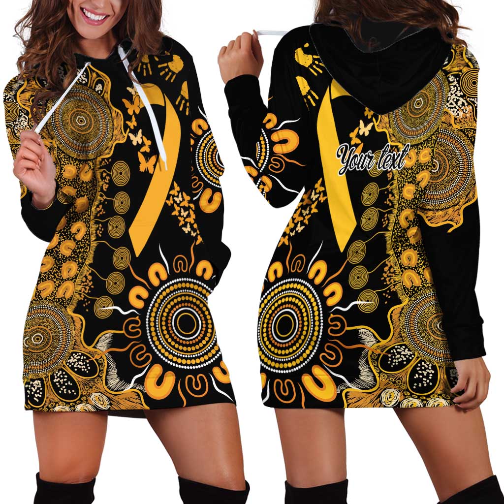 Childhood Cancer Awareness Personalised Hoodie Dress Aboriginal Ribbon Dot Painting
