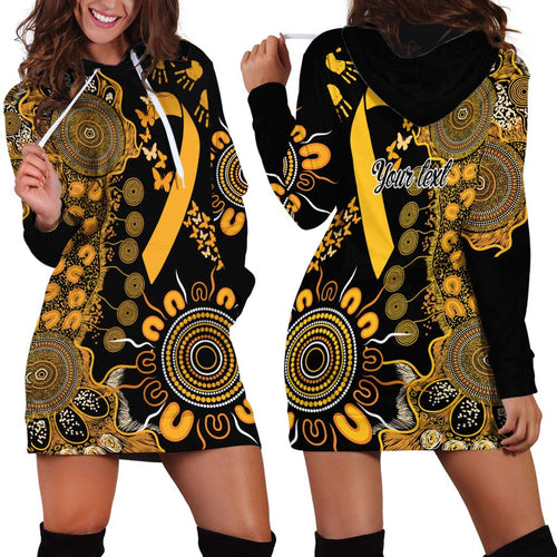 Childhood Cancer Awareness Personalised Hoodie Dress Aboriginal Ribbon Dot Painting