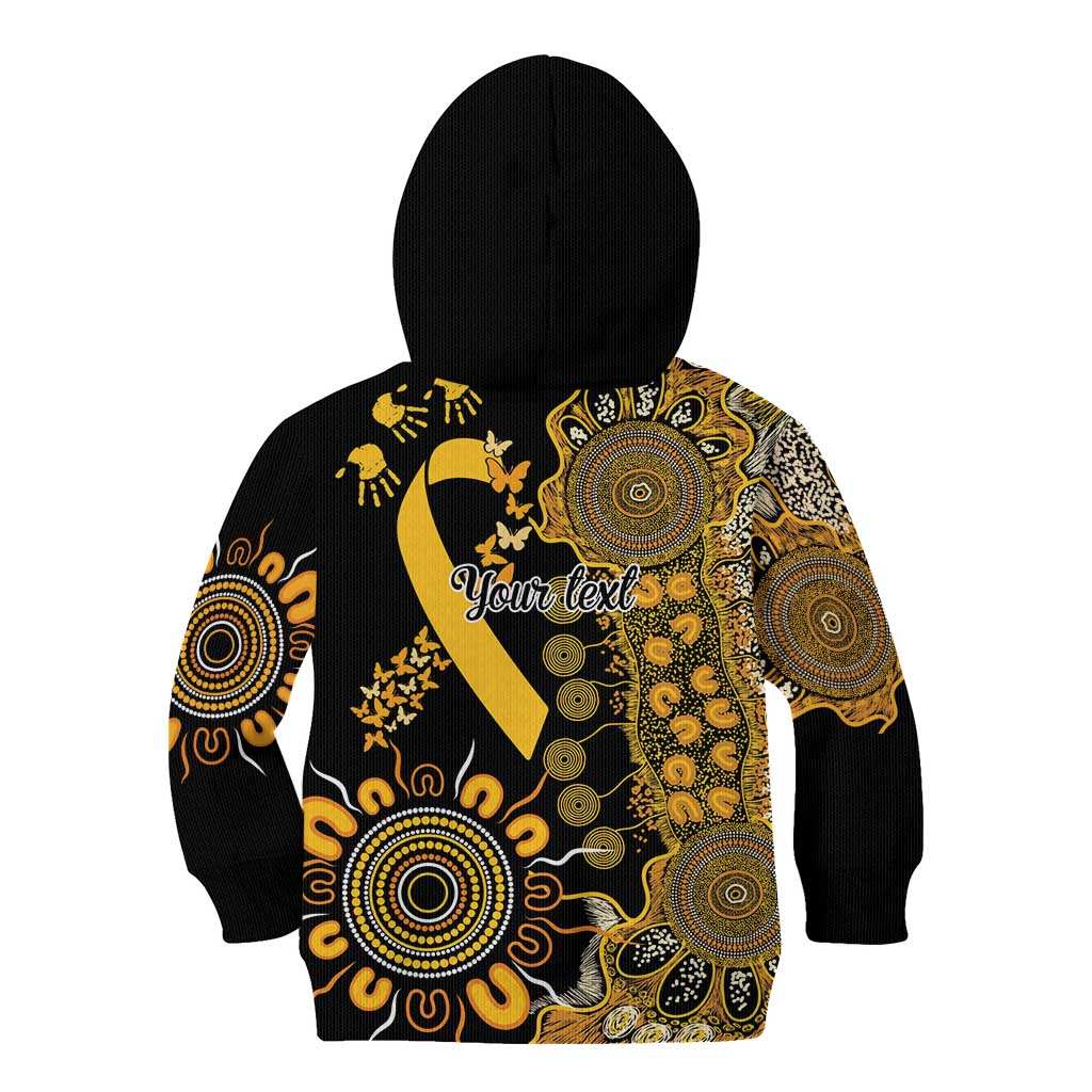 Childhood Cancer Awareness Personalised Kid Hoodie Aboriginal Ribbon Dot Painting