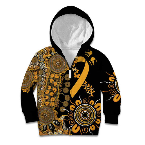 Childhood Cancer Awareness Personalised Kid Hoodie Aboriginal Ribbon Dot Painting