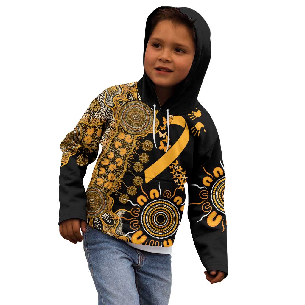 Childhood Cancer Awareness Personalised Kid Hoodie Aboriginal Ribbon Dot Painting