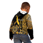 Childhood Cancer Awareness Personalised Kid Hoodie Aboriginal Ribbon Dot Painting