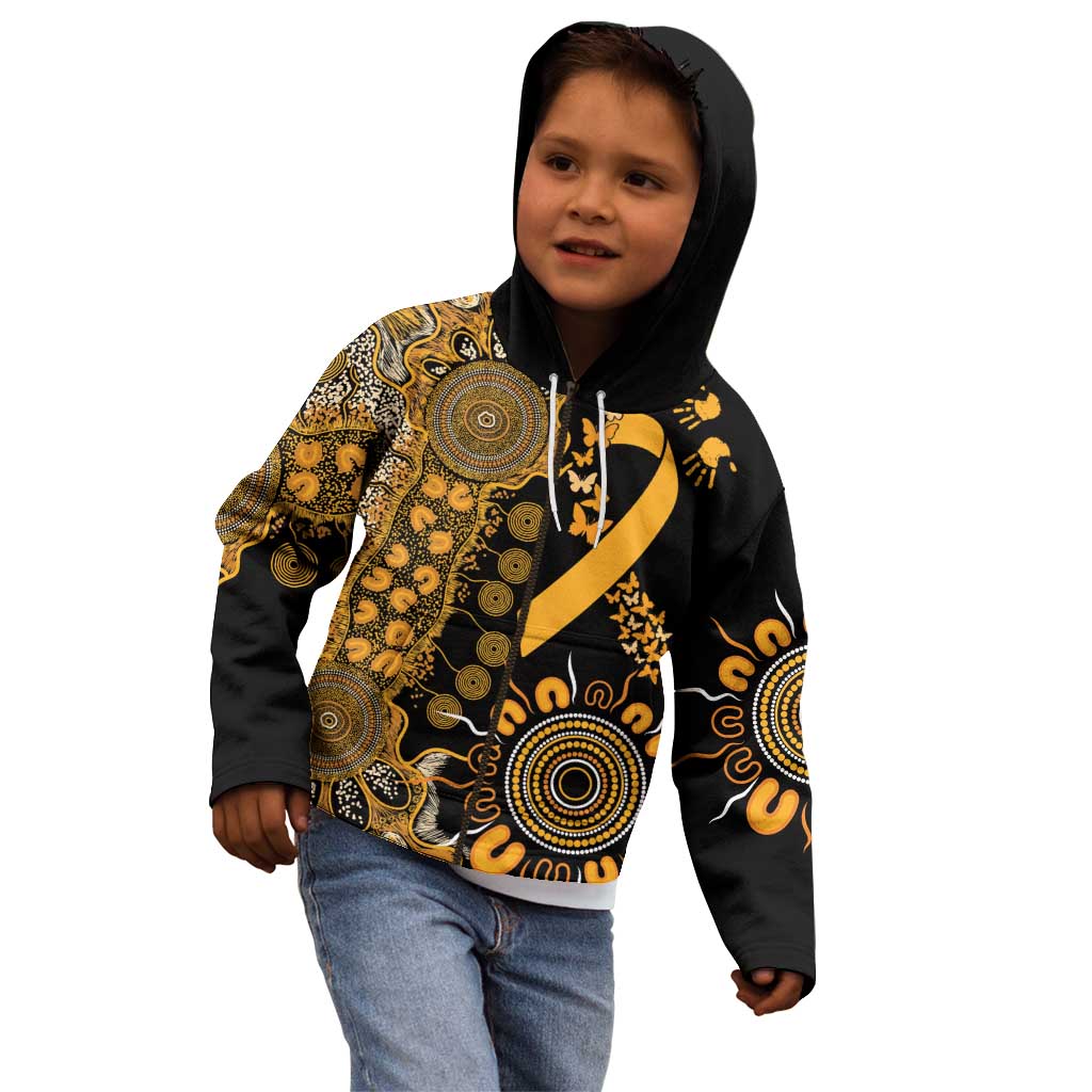 Childhood Cancer Awareness Personalised Kid Hoodie Aboriginal Ribbon Dot Painting