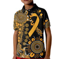 Childhood Cancer Awareness Personalised Kid Polo Shirt Aboriginal Ribbon Dot Painting