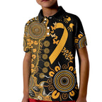 Childhood Cancer Awareness Personalised Kid Polo Shirt Aboriginal Ribbon Dot Painting