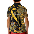 Childhood Cancer Awareness Personalised Kid Polo Shirt Aboriginal Ribbon Dot Painting