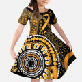 Childhood Cancer Awareness Personalised Kid Short Sleeve Dress Aboriginal Ribbon Dot Painting
