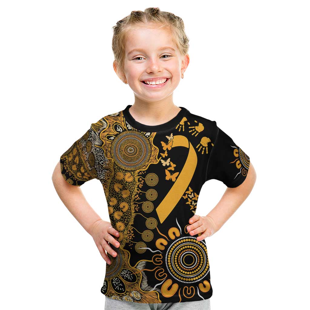 Childhood Cancer Awareness Personalised Kid T Shirt Aboriginal Ribbon Dot Painting
