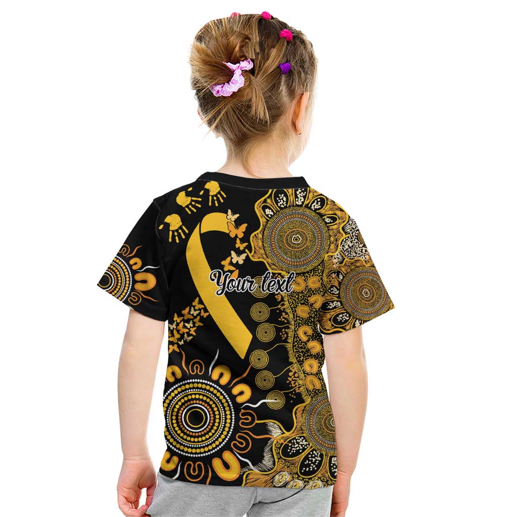 Childhood Cancer Awareness Personalised Kid T Shirt Aboriginal Ribbon Dot Painting