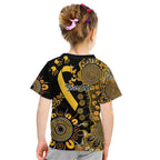 Childhood Cancer Awareness Personalised Kid T Shirt Aboriginal Ribbon Dot Painting