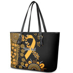 Childhood Cancer Awareness Personalised Leather Tote Bag Aboriginal Ribbon Dot Painting