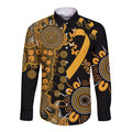 Childhood Cancer Awareness Personalised Long Sleeve Button Shirt Aboriginal Ribbon Dot Painting
