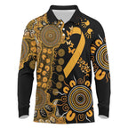 Childhood Cancer Awareness Personalised Long Sleeve Polo Shirt Aboriginal Ribbon Dot Painting