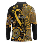 Childhood Cancer Awareness Personalised Long Sleeve Polo Shirt Aboriginal Ribbon Dot Painting