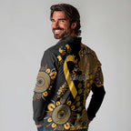 Childhood Cancer Awareness Personalised Long Sleeve Polo Shirt Aboriginal Ribbon Dot Painting
