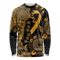 Childhood Cancer Awareness Personalised Long Sleeve Shirt Aboriginal Ribbon Dot Painting
