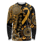 Childhood Cancer Awareness Personalised Long Sleeve Shirt Aboriginal Ribbon Dot Painting