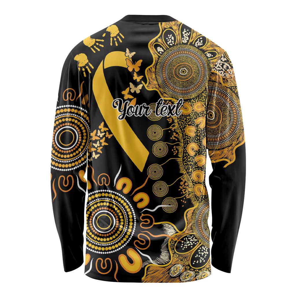 Childhood Cancer Awareness Personalised Long Sleeve Shirt Aboriginal Ribbon Dot Painting
