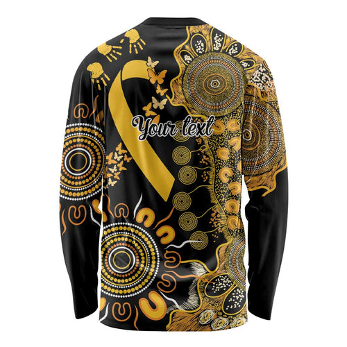 Childhood Cancer Awareness Personalised Long Sleeve Shirt Aboriginal Ribbon Dot Painting