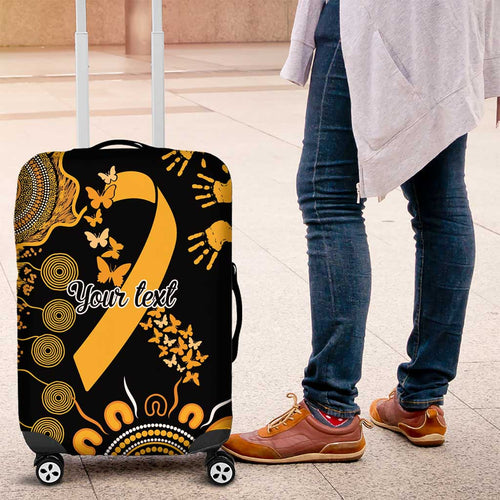 Childhood Cancer Awareness Personalised Luggage Cover Aboriginal Ribbon Dot Painting