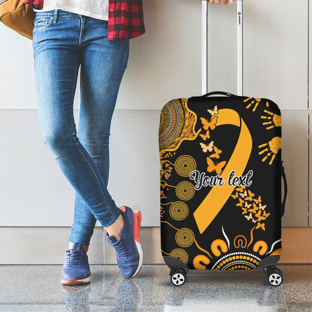Childhood Cancer Awareness Personalised Luggage Cover Aboriginal Ribbon Dot Painting