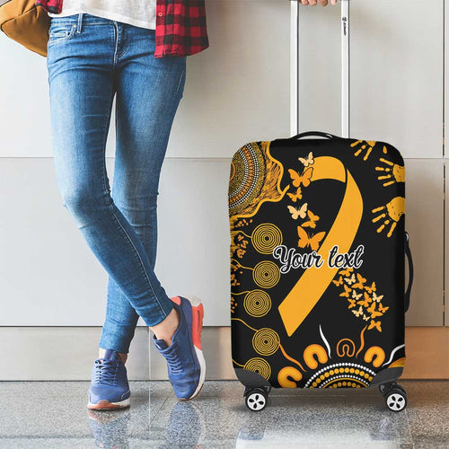 Childhood Cancer Awareness Personalised Luggage Cover Aboriginal Ribbon Dot Painting
