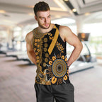 Childhood Cancer Awareness Personalised Men Tank Top Aboriginal Ribbon Dot Painting