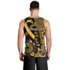Childhood Cancer Awareness Personalised Men Tank Top Aboriginal Ribbon Dot Painting