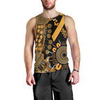 Childhood Cancer Awareness Personalised Men Tank Top Aboriginal Ribbon Dot Painting