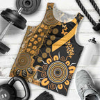 Childhood Cancer Awareness Personalised Men Tank Top Aboriginal Ribbon Dot Painting