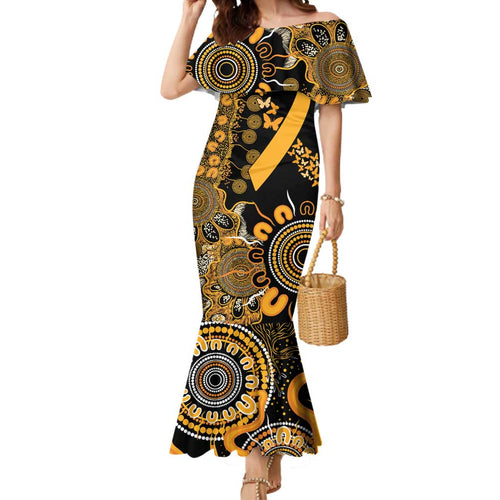 Childhood Cancer Awareness Personalised Mermaid Dress Aboriginal Ribbon Dot Painting
