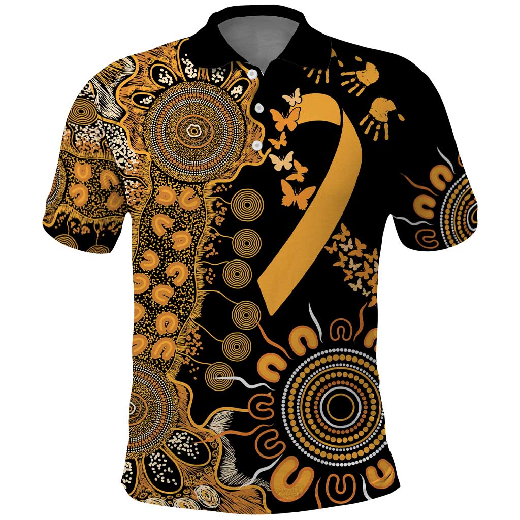 Childhood Cancer Awareness Personalised Polo Shirt Aboriginal Ribbon Dot Painting