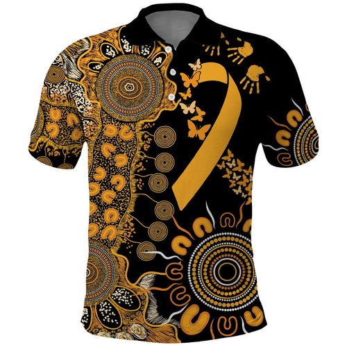 Childhood Cancer Awareness Personalised Polo Shirt Aboriginal Ribbon Dot Painting
