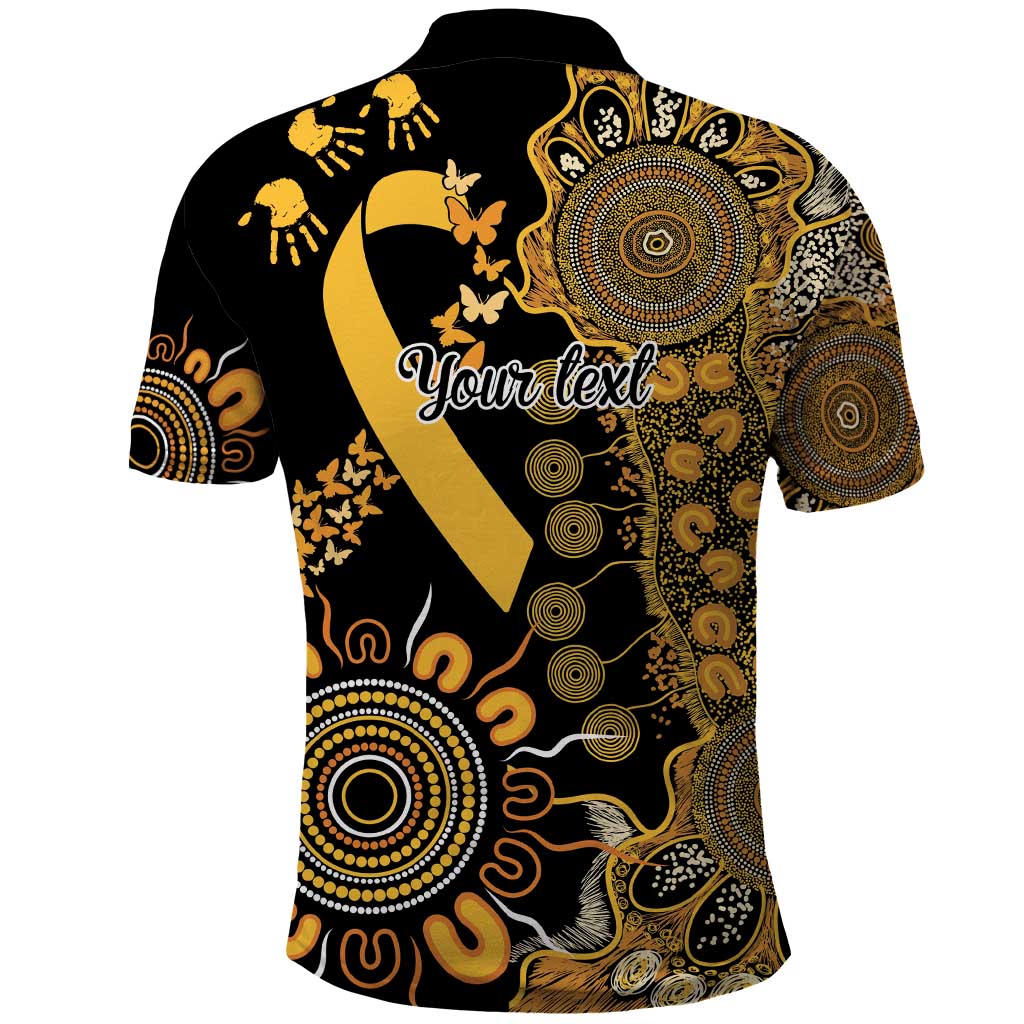 Childhood Cancer Awareness Personalised Polo Shirt Aboriginal Ribbon Dot Painting