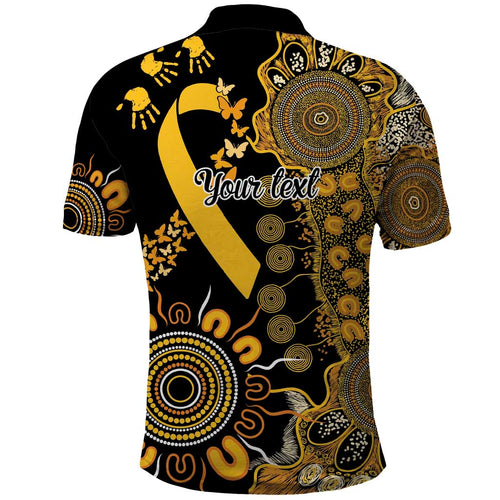 Childhood Cancer Awareness Personalised Polo Shirt Aboriginal Ribbon Dot Painting