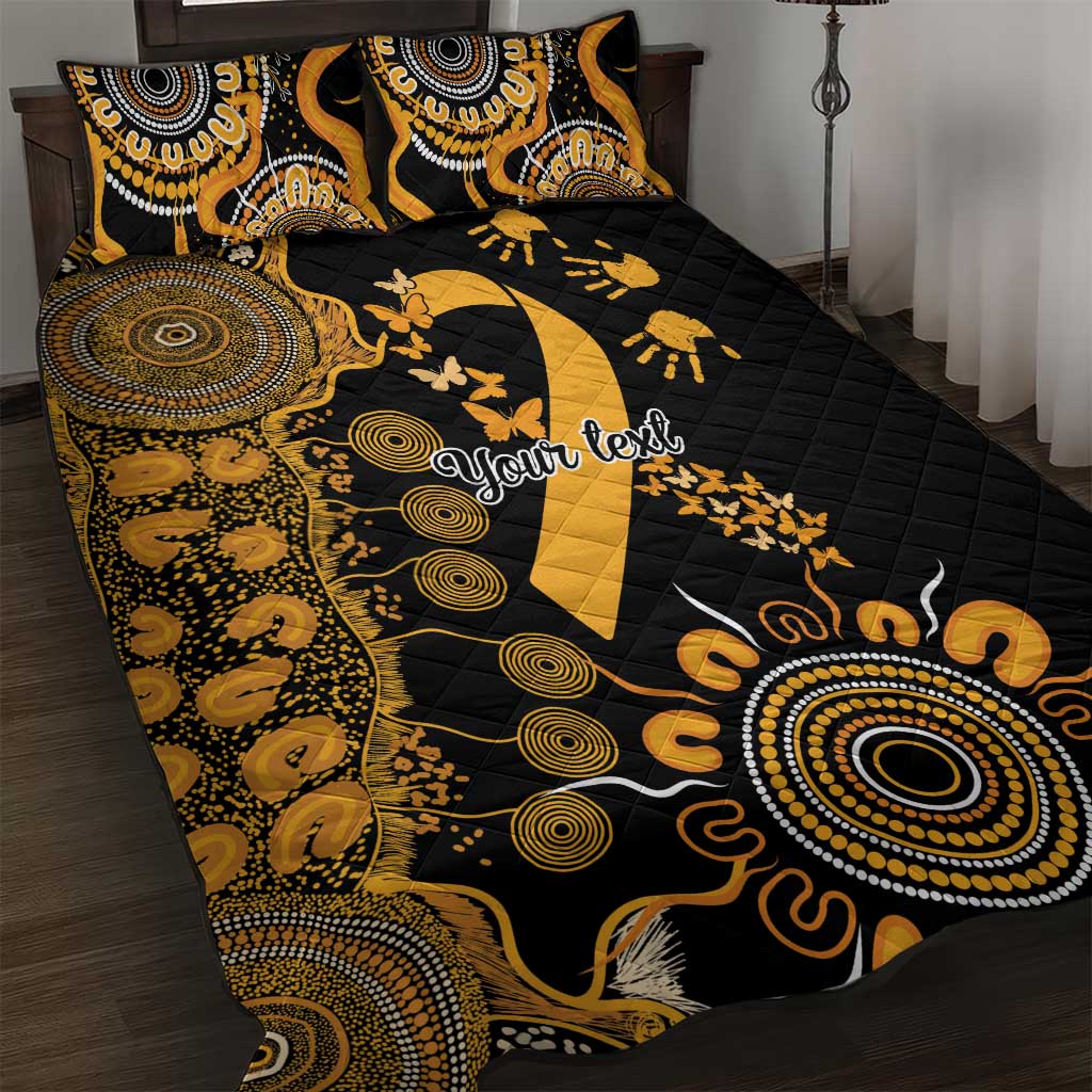 Childhood Cancer Awareness Personalised Quilt Bed Set Aboriginal Ribbon Dot Painting