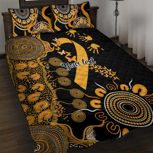 Childhood Cancer Awareness Personalised Quilt Bed Set Aboriginal Ribbon Dot Painting