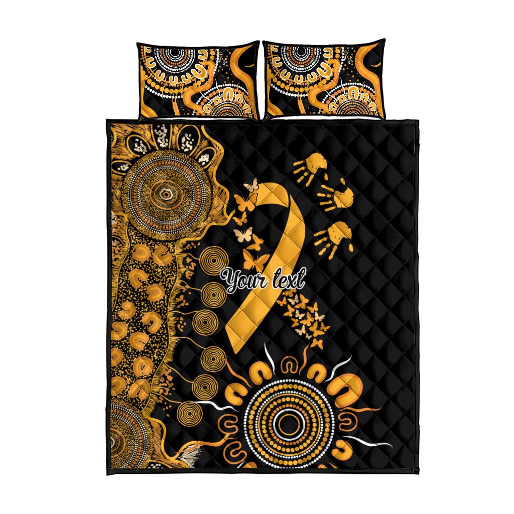 Childhood Cancer Awareness Personalised Quilt Bed Set Aboriginal Ribbon Dot Painting