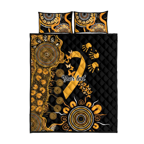 Childhood Cancer Awareness Personalised Quilt Bed Set Aboriginal Ribbon Dot Painting