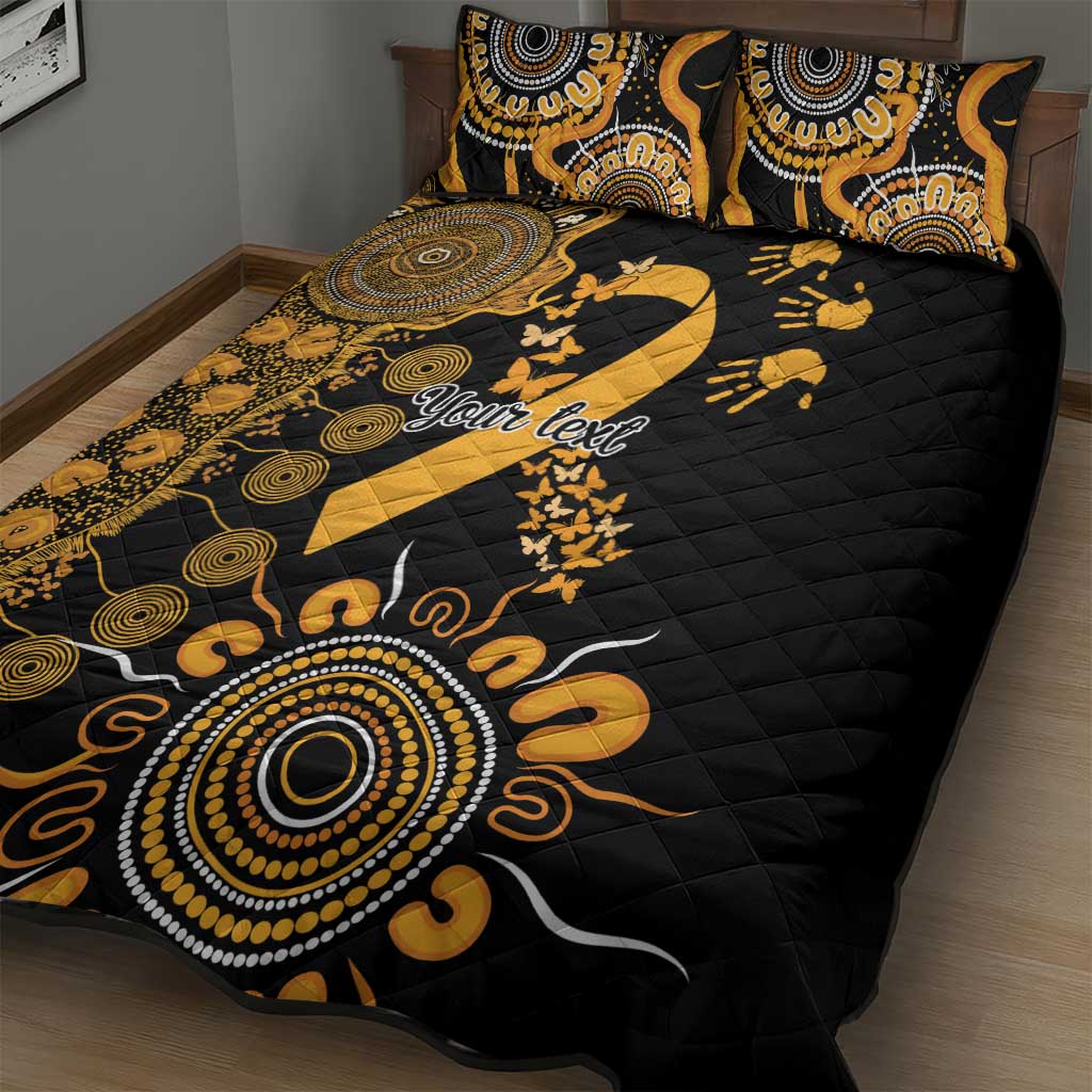 Childhood Cancer Awareness Personalised Quilt Bed Set Aboriginal Ribbon Dot Painting