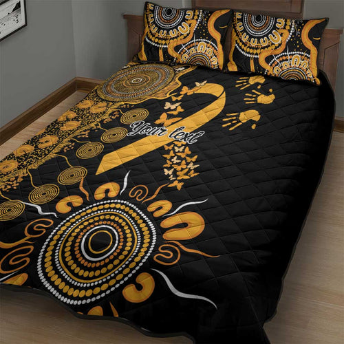 Childhood Cancer Awareness Personalised Quilt Bed Set Aboriginal Ribbon Dot Painting