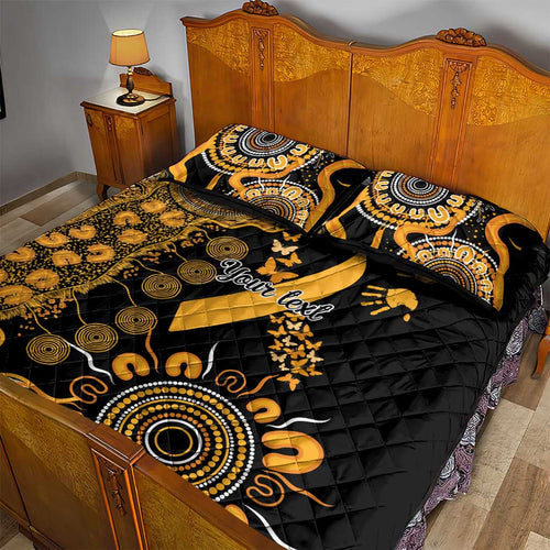 Childhood Cancer Awareness Personalised Quilt Bed Set Aboriginal Ribbon Dot Painting