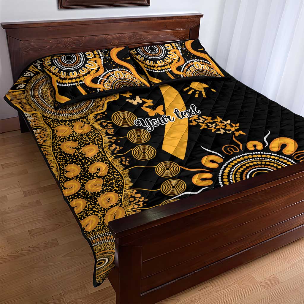 Childhood Cancer Awareness Personalised Quilt Bed Set Aboriginal Ribbon Dot Painting